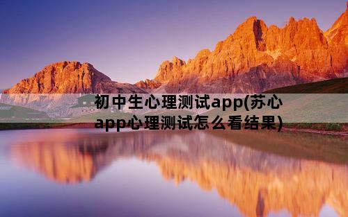 初中生心理测试app(苏心app心理测试怎么看结果)