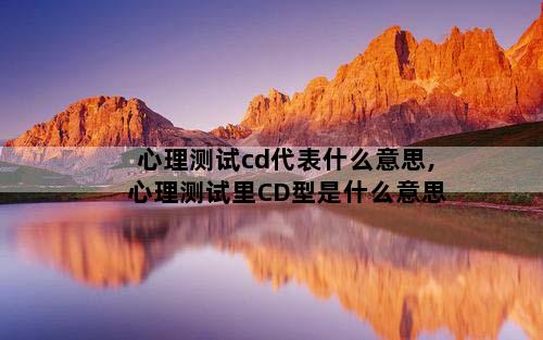 心理测试cd代表什么意思,心理测试里CD型是什么意思